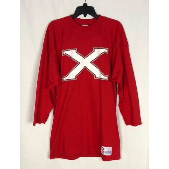 Vintage 90s Eagle t-shirt L single stitch Red 3/4 Sleeve Paramaunt Logo Tee, USA - Picture 1 of 6